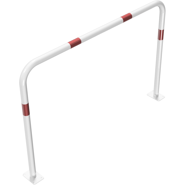 Hoop of steel tube |  48 x 2,5 mm | without cross bar | to be fixed by plugs | total width 1500 mm | total height 1000 mm | hot-dip galvanized and white coatedwith red reflecting stripes